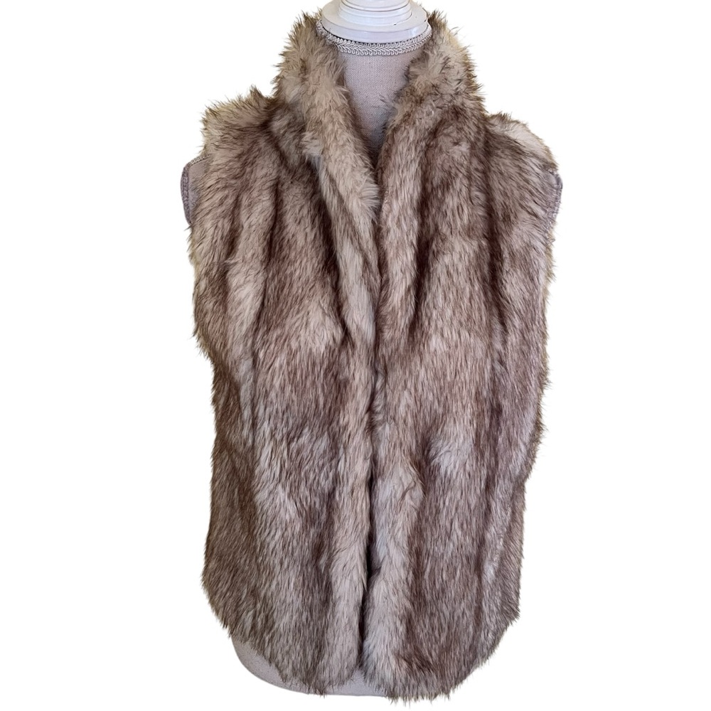 BCBGeneration Tan/Brown Faux Fur Vest XS/S